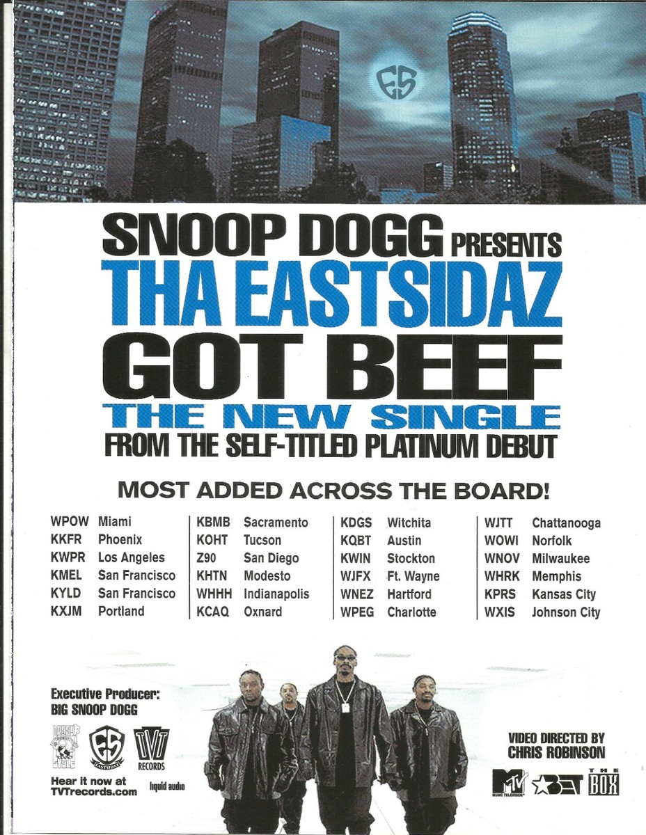 SNOOP DOGG THE EASTSIDAZ & BUSTA RHYMES 2Sided PROMO TRADE AD