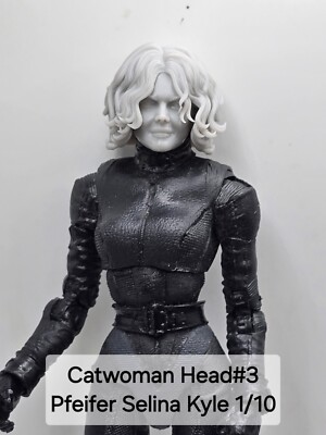 3d Printed BATMAN RETURNS CATWOMAN HEAD#3  1:10 7'' MCFARLANE DC MULTIVERSE