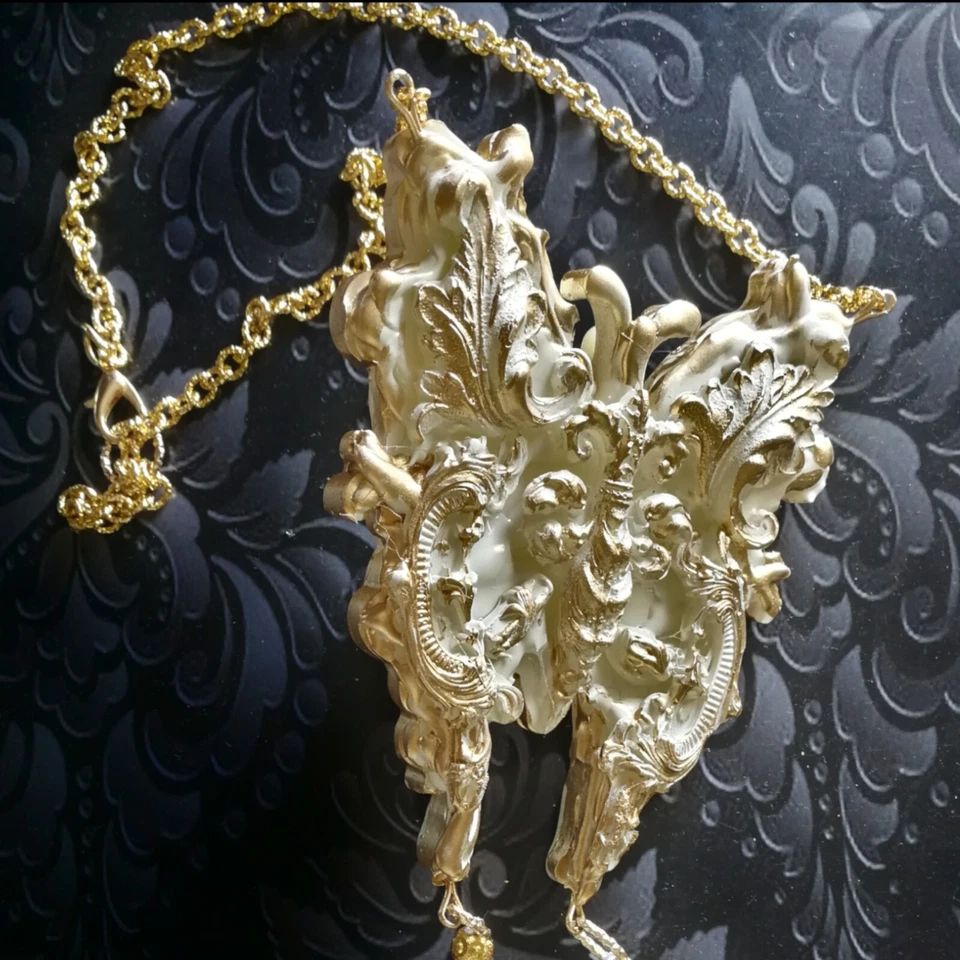 арт деко модерн ювелирных изделий ожерелье подвеска роскошь ретро бабочка моли череп удачи - Изображение 4 из 4