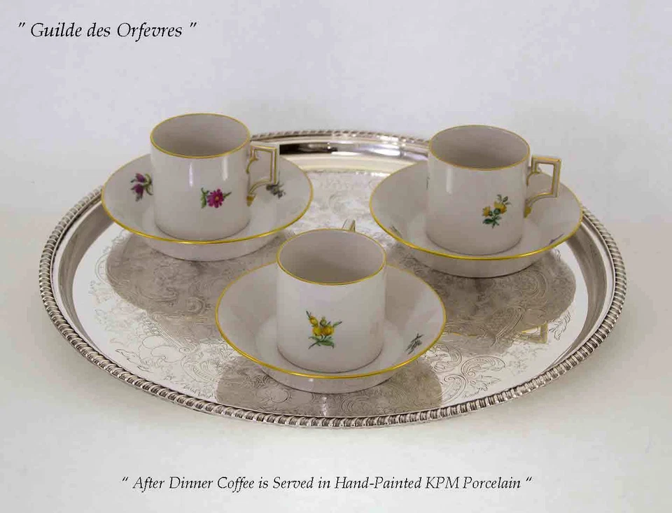 Salvador de plata redondo, borde Gadroon aplicado Foto 3 de 4