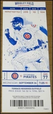 9/26/2018 Chicago Cubs v Pittsburgh Pirates Ticket Albert Almora WO Baez Heyward