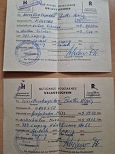 2 NVA Urlaubsscheine ORIGINAL Nationale Volksarmee Koventtenkapit&auml;n  1968