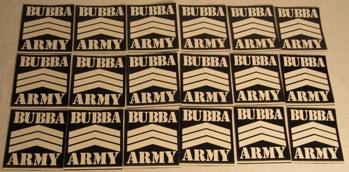 Pegatina de calcomanía de vinilo Bubba Army 4"" x 4"" - lote de 18