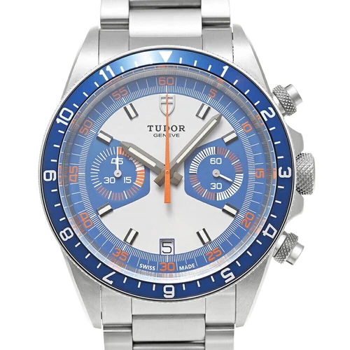 AUTH TUDOR WATCH HERITAGE CHRONOGRAPH MONTE-CARLO 70330B BLUE SILVER AUTOMATIC