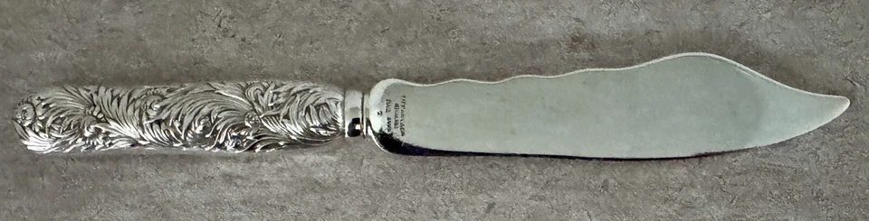 TIFFANY ХРИЗАНТЕМА ВСЕ СТЕРЛИНГОВОЕ 7 1/2 «ОТДЕЛЬНЫЙ РЫБЫ НОЖ ВОЛНИСТОЕ ЛЕЗВИЕ HHAS - Изображение 3 из 4