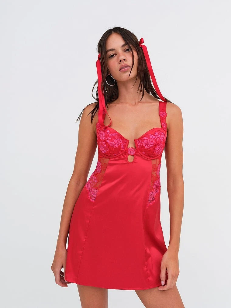 UNDERCOVER FOR LOVE & LEMONS TAGLIA M VICTORIA'S SECRET CORDELIA ABITO ROSSO SLIP NUOVO