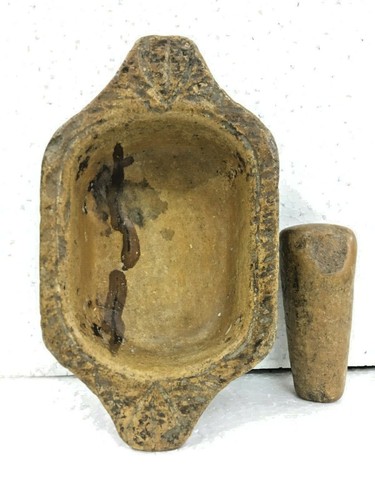 Tazón antiguo antiguo vintage único de piedra primitiva y mortero/Kharl - Imagen 7 de 12