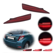LED Rear Bumper Reflectors Foglight Tail Brake Lights Set For 12-14 Toyota Yaris