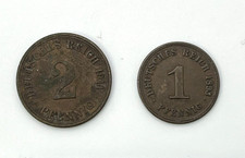 ANTIQUE 2 COIN LOT GERMAN EMPIRE PFENNIG 1 &2 Pfenning 1893 1914 world Eagle Vtg