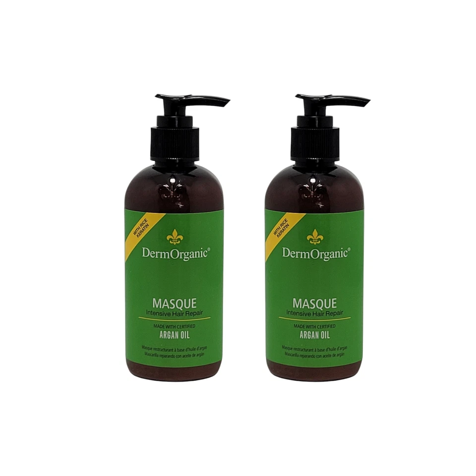 2 Pack DermOrganic Intensive Hair Repair Masque 8.5oz Argan Oil Deep Conditioner