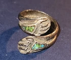 Vintage (1976) SOUTHWEST NATIVE Silver/Turquoise BEAR CLAW RING   Women's 5½-6.