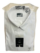 Van Heusen Men's Poplin Dress Shirt Wrinkle Free White Size 16 1/2 34 35 Large