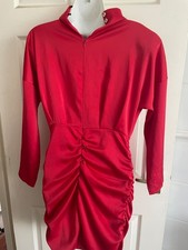 I Saw It First Womens UK Size 6 Red Long Sleeved Knee Length Evening Dress (Ex)