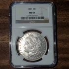 1887 Morgan Silver Dollar NGC MS 64 Uncirculated Philadelphia No Mint Mark