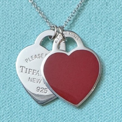 Tiffany ヴィンテージネックレス赤い石レア TIFFANY & Co~Return To Tiffany~ Red Double Heart Tag Pendant