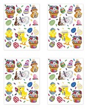 Beistle 4 Sheets Easter Bunny, Basket Egg Stickers 4.75" x 7.5"