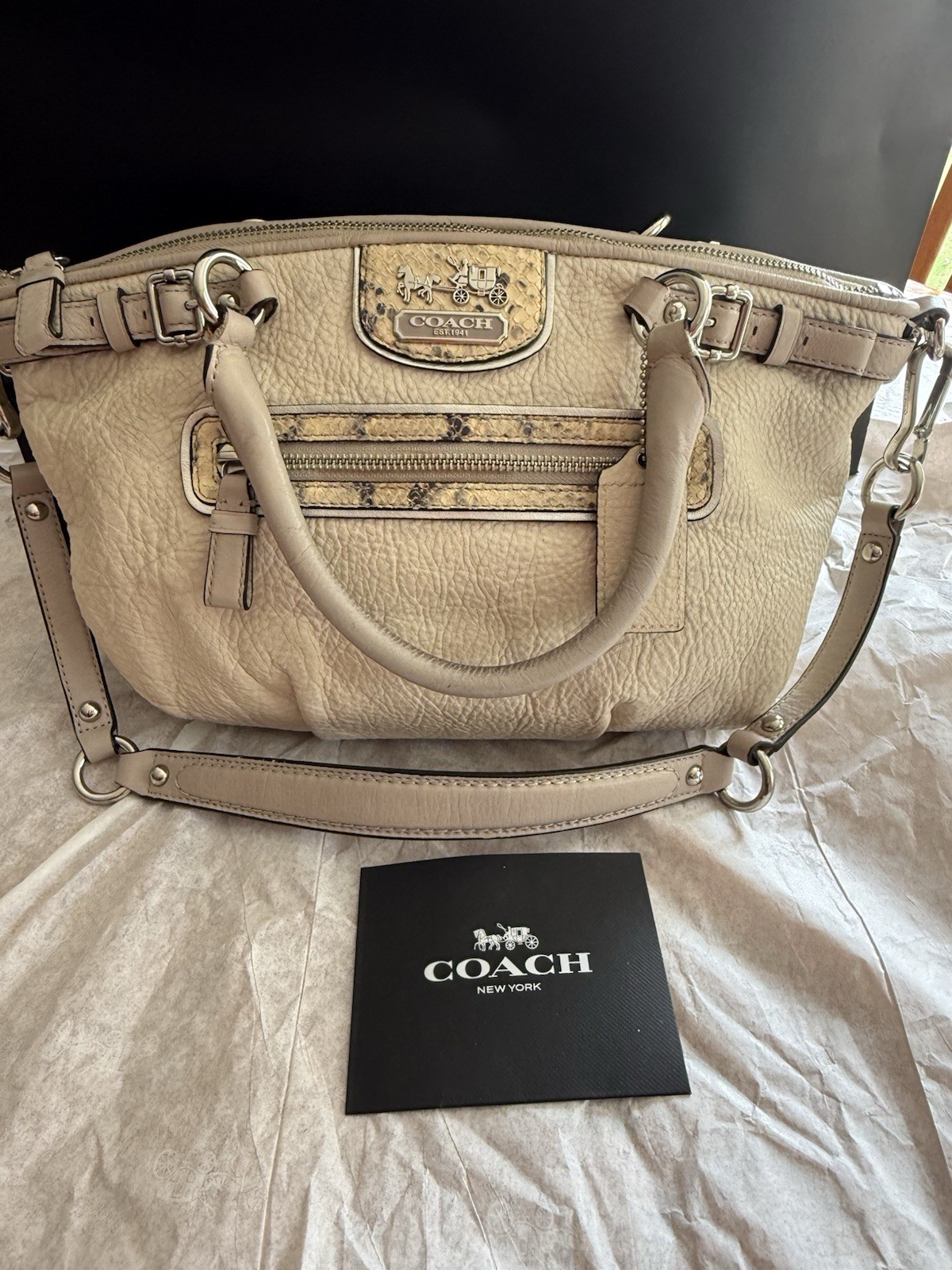 COACH Madison Embossed Python Leather Lindsay Sho… - image 11