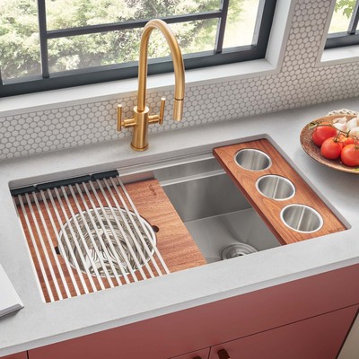 Ruvati 33'' Workstation Two-Tiered Ledge Undermount Kitchen Sink - RVH8222
