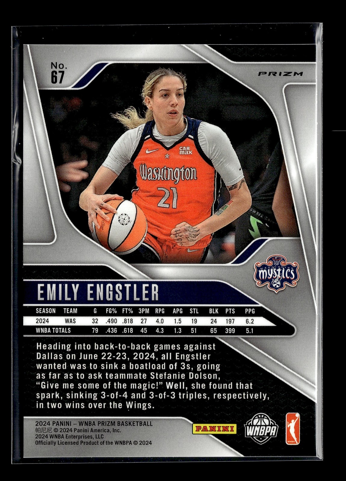 2024 Panini Prizm WNBA Emily Engstler Ice Prizms #67