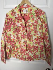 CJ Banks Women's 1X 14W-16W Rose Floral Cropped Jacket Cotton Stretch L/Sleeve