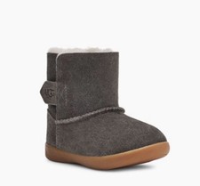Little Kids' UGG T Toddler Keelan Charcoal Gray Suede Boot Booties NWT Size 12