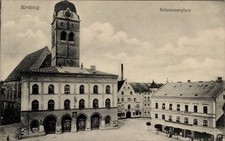 Ak Erding in Oberbayern, Schrannenplatz, Uhrturm,  Gebäude - 4902585