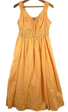 Old Navy Womens V-Neck Cotton Midi Dress Ruffle Hem Sleeveless Size M Orange