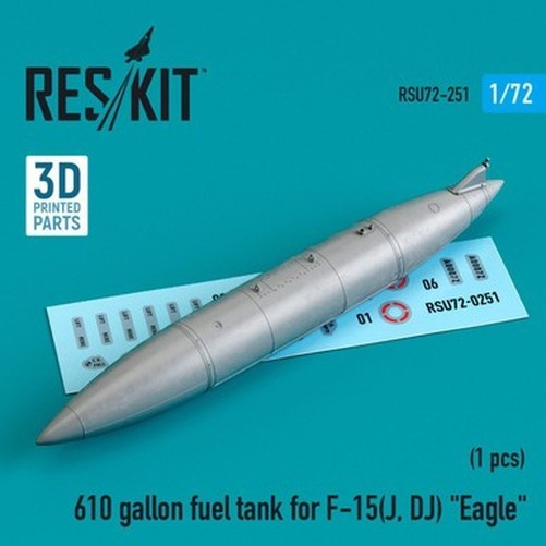 Reskit RSU72-0251 1/72 Gallon Fuel Tank for F-15(J, DJ) Eagle (3D