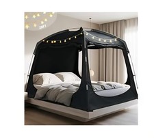 Hazacl Bed Tent Twin Full Queen King Size Canopy Tent for Kids Adult - 80 Black