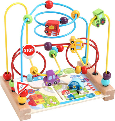 Wooden Bead Maze Toys for Toddlers, Bead Toy Colorful Roller Coaster