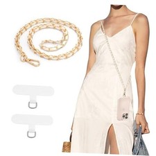 Universal Phone Lanyard, 57" Metal Cell Phone Chain Anti-Theft Extended White