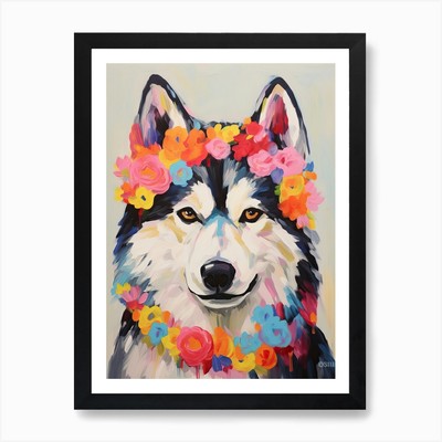 Siberian Husky Portrait With A Flow gerahmtes Wandbild Poster Leinwanddruck Bild