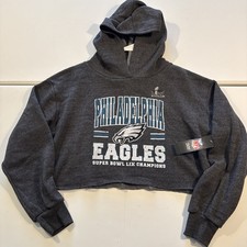 NWT Women's XL Majestic Threads Philadelphia Eagles Super Bowl Champ Hoodie Crop