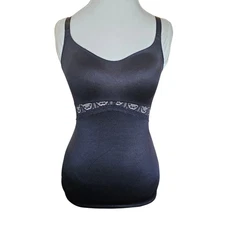 Ruby Ribbon Black Lace Full Support Slimming Cami Shapewear Sz 34 Style 1017