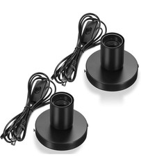 2 Pcs Polished Metal Desktop Lamp Base E26 E27 Screw Light Bulb Holder Sockets N