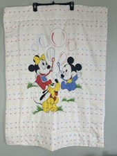 Vintage 1984 Disney Mickey Minnie Pluto Crib Blanket Crib Sheet Baby Nursery