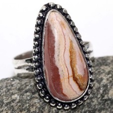 925 Silver Plated Rhodochrosite Jewellery Ring Handmade Gemstone Size Us 8 GW