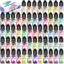 Alcohol Ink Set – 56 Bottles Vibrant Colors High Concentrated Alcohol-Based I...
