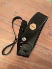 BASSO Bass Guitar Strap 3.5" Black Leather With Locks Excellent!
