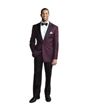 Men's Modern Fit Plum with Black Peak Lapel Tuxedo Jacket