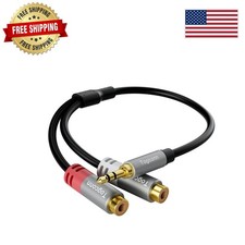 Versatile 3.5mm to 2 RCA Y-Splitter Cable - Durable and Tangle-Free, 0.6 Feet