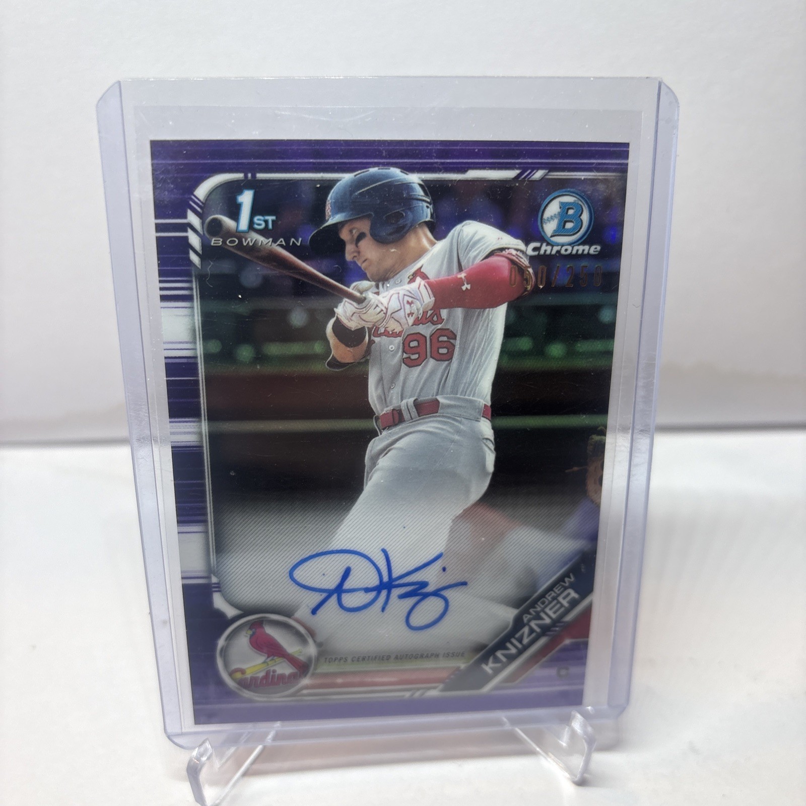 2019 Bowman Andrew Knizner Chrome Auto 1st Purple Refractor RC #/250