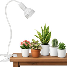 LED Grow Light Clip On Full Spectrum Plant Lamp w Timer Gooseneck E26