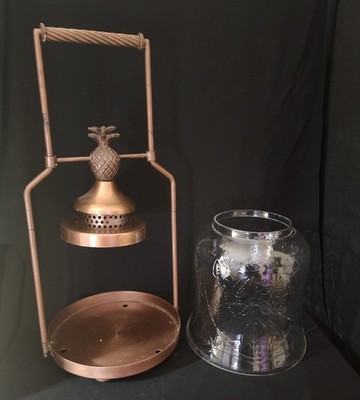 Tommy Bahama Etched Glass/Copper Candle Lantern ~ Pineapple