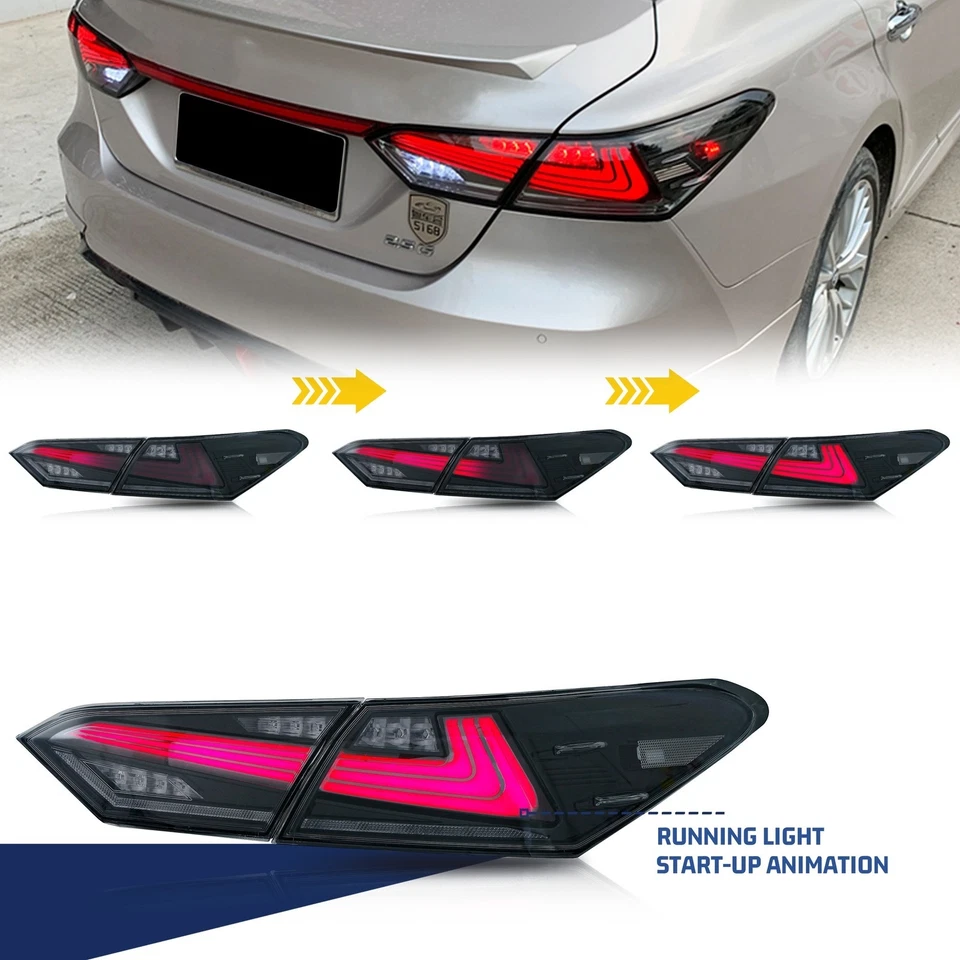 Luces traseras LED negras para Toyota Camry 2018-2023 animación secuencial luces traseras Foto 3 de 4