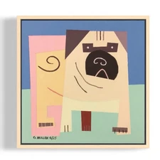 Original 10x10 Acrylic Painting Pug Dog Modern Abstract Cubism Canvas Art