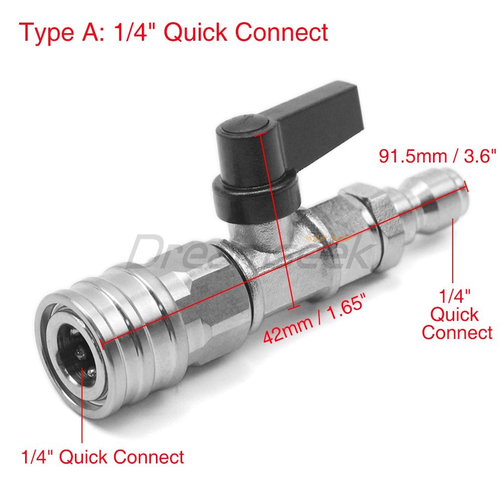 High Pressure Washer Ball Valve Nozzle Power 1/4" / 3/8" Qui