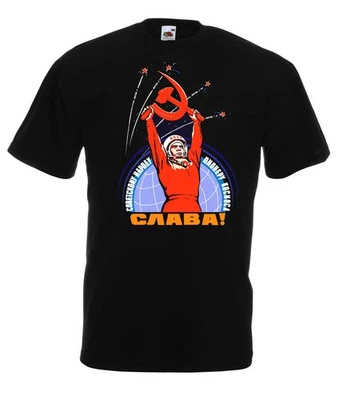 Soviet Propaganda USSR CCCR Yuri Gagarin schwarze T-Shirt Geschenkidee -N/669-SW - Bild 1 von 2