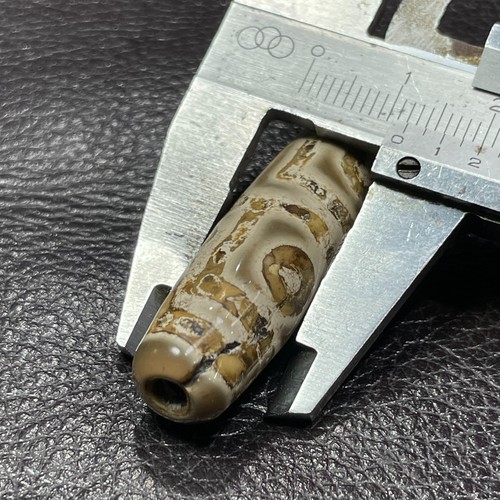 Antico ciondolo talismano amuleto agata antica DZI perline tibetane 4 occhi 43 x 13 mm #4840 - Foto 15 di 15
