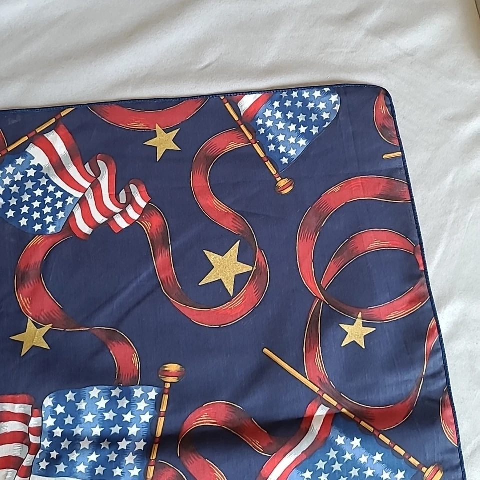 USA Tablecloth, Americana Stars and Strips Fourth of July 59" X 86" Red Blue - Image 4 of 4